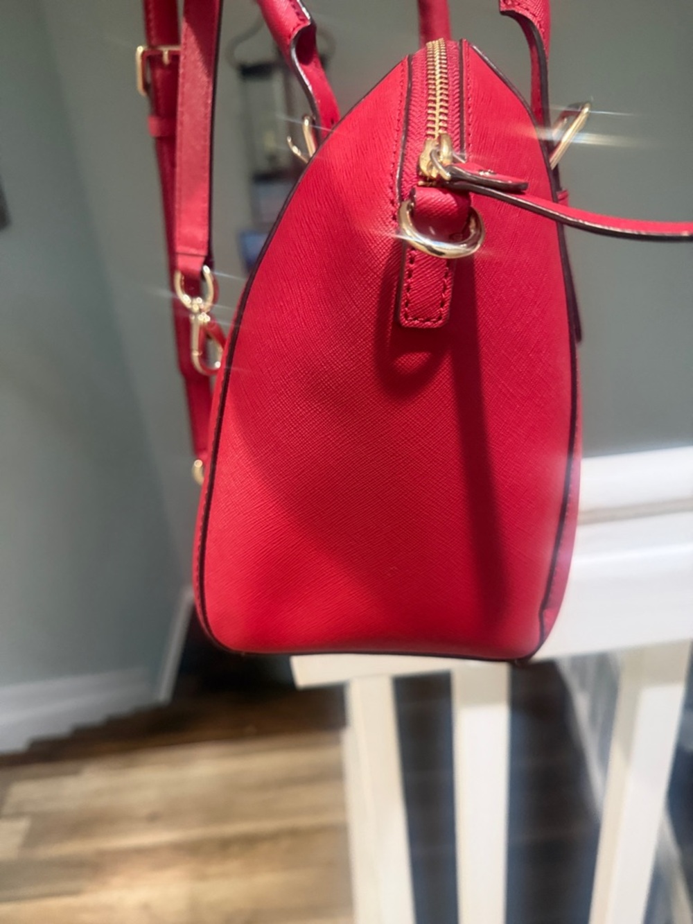 Kate Spade red satchel handbag- 2 Way Bag-Preowned - Picture 3 of 12